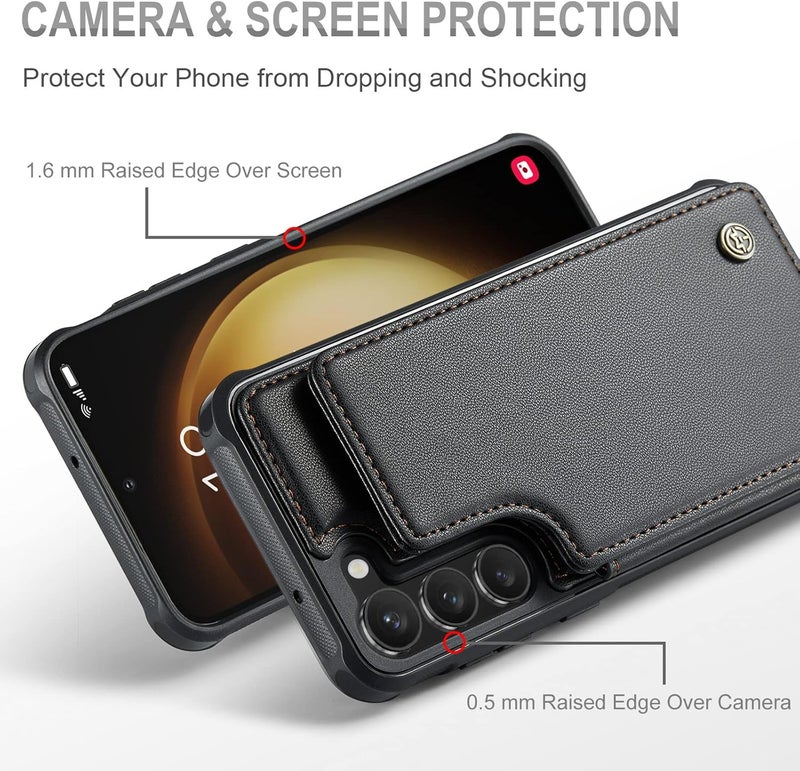 Vinich for Samsung Galaxy S23 Plus Wallet Case with Card Holder, RFID Blocking Credit Slots Kickstand Shockproof Phone Cover Fit for Galaxy S23 Plus 6.6" Black - Image 4